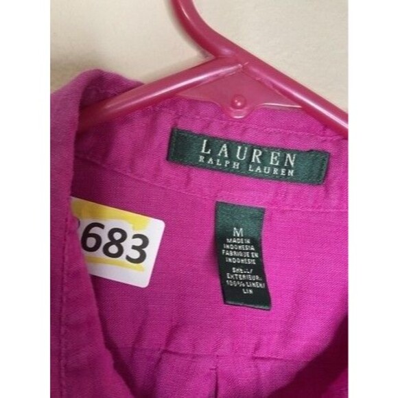 Lauren Ralph Lauren 100% Linen Long Sleeve Button Up Shirt Women Size Medium - Picture 4 of 10